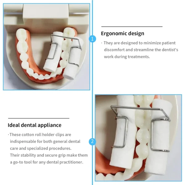⁦4-حزمة 1 مم مشابك حامل لفائف القطن للأسنان، قبضة ثابتة من الفولاذ المقاوم للصدأ قابلة للتعقيم لمستلزمات أدوات عزل الأسنان⁩ - الصورة ⁦5⁩